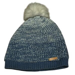 Kooringal wool blend blue knit pom beanie hat